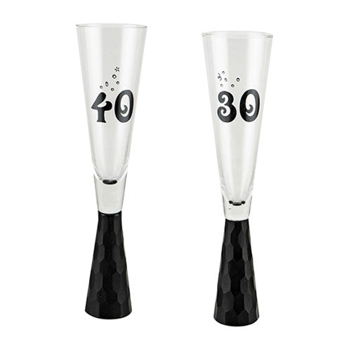 Birthday Stump Flute Glass (Black)