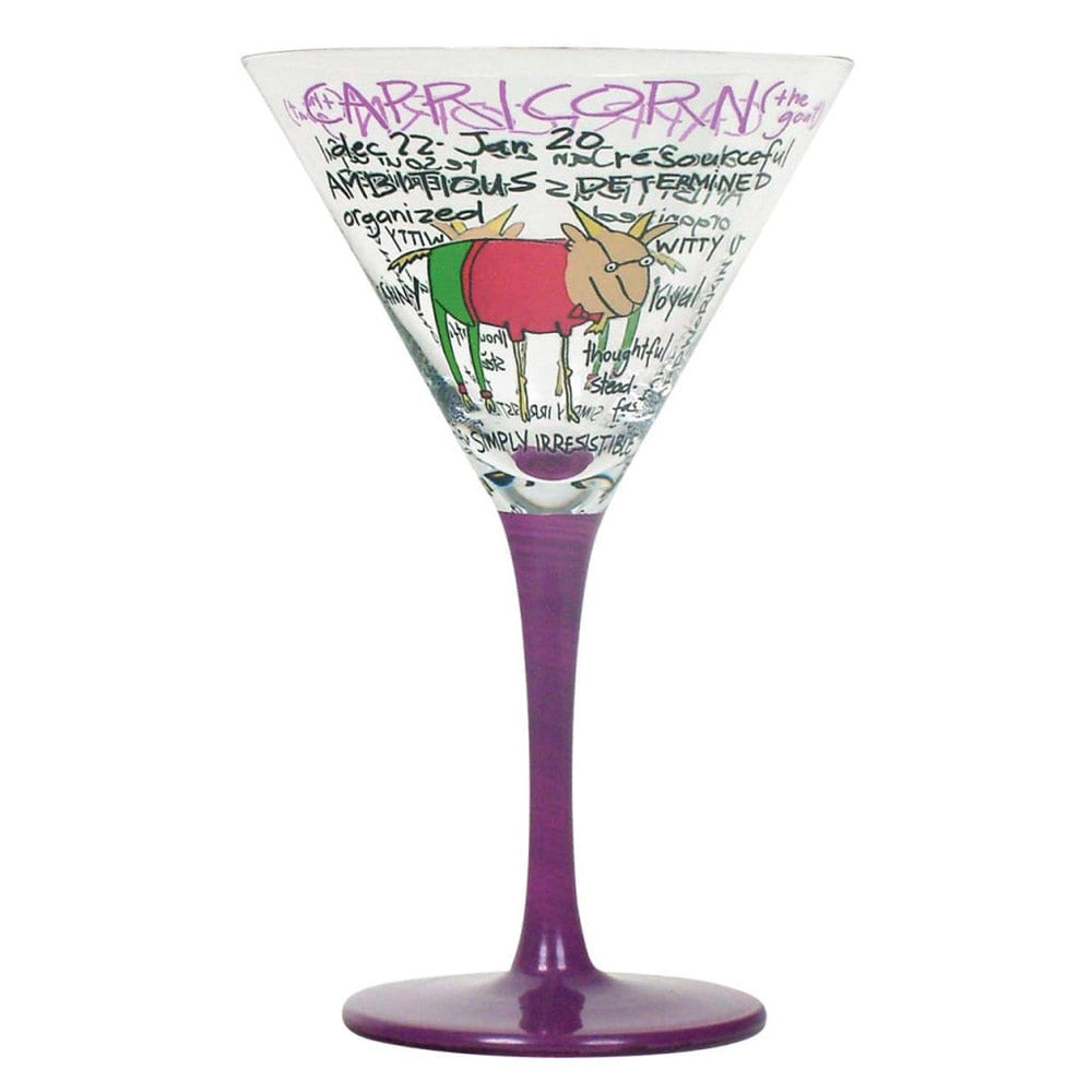 Zodiac Hand-Painted Martini Glass