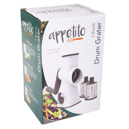 Appetito Drum Grater w/ Lockable Suction Base (White/Grey)