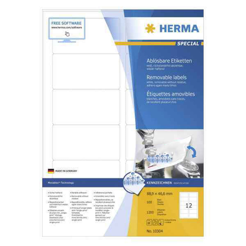 Herma Removable Labels A4 100pc (White)