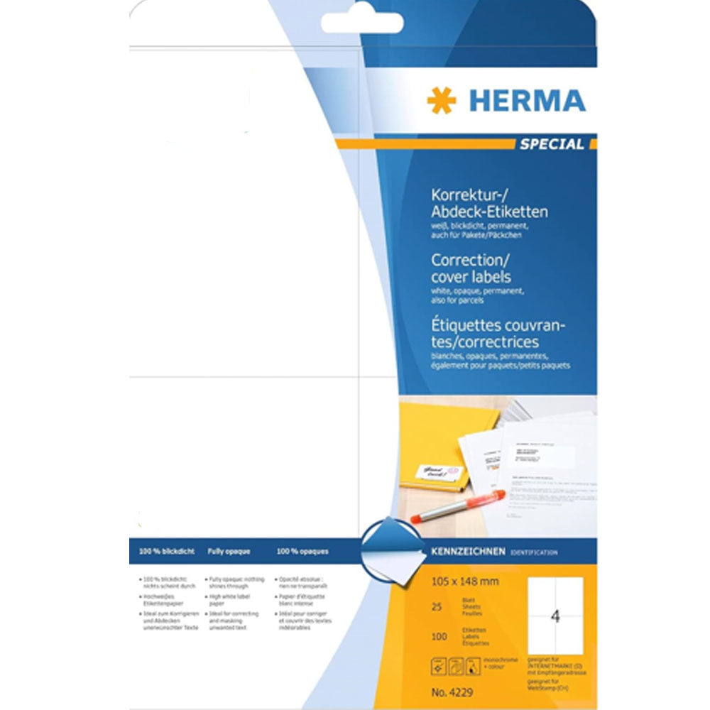 Herma Opaque Correction Labels A4 25pc White