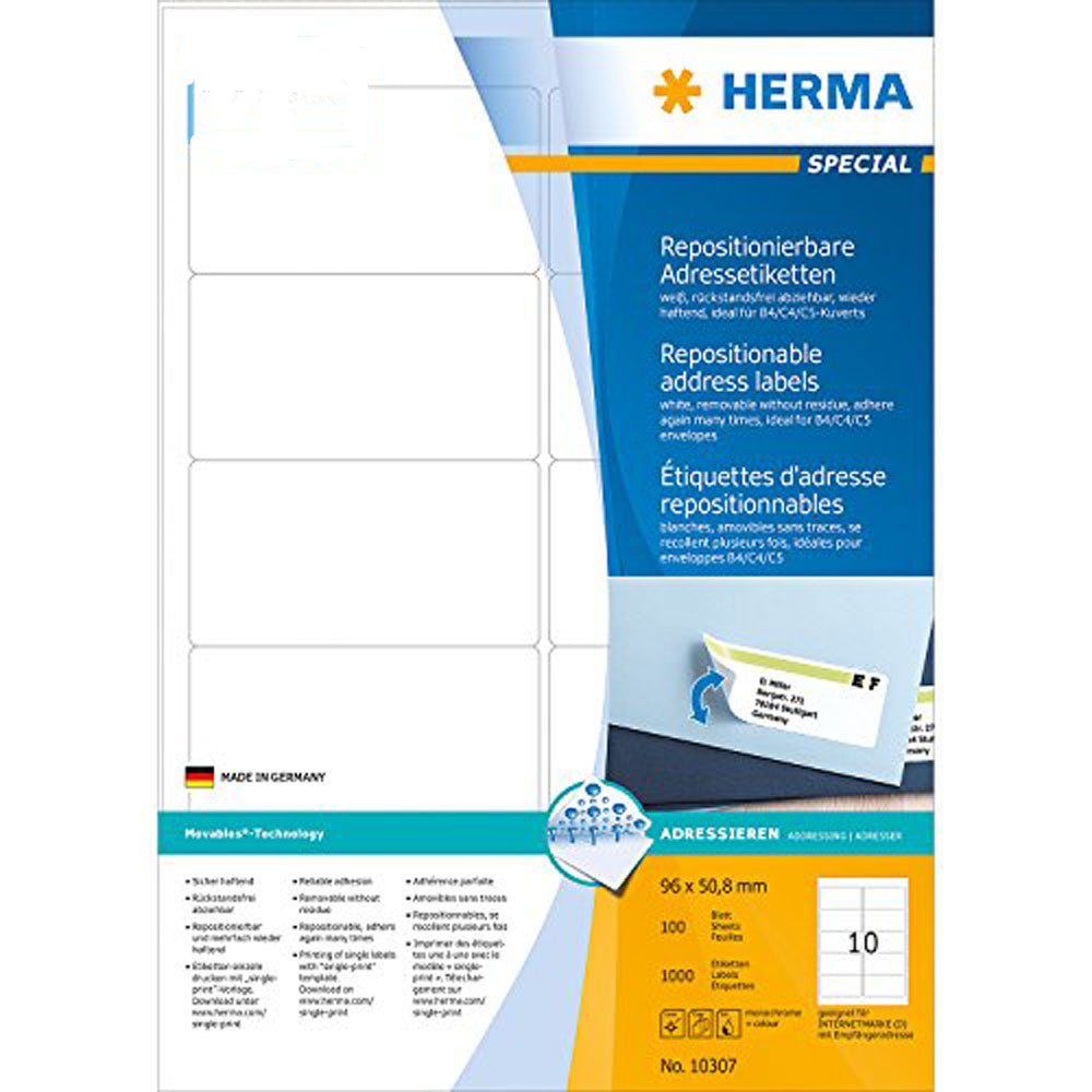 Herma Adhesive Address Labels A4 100pc (White)