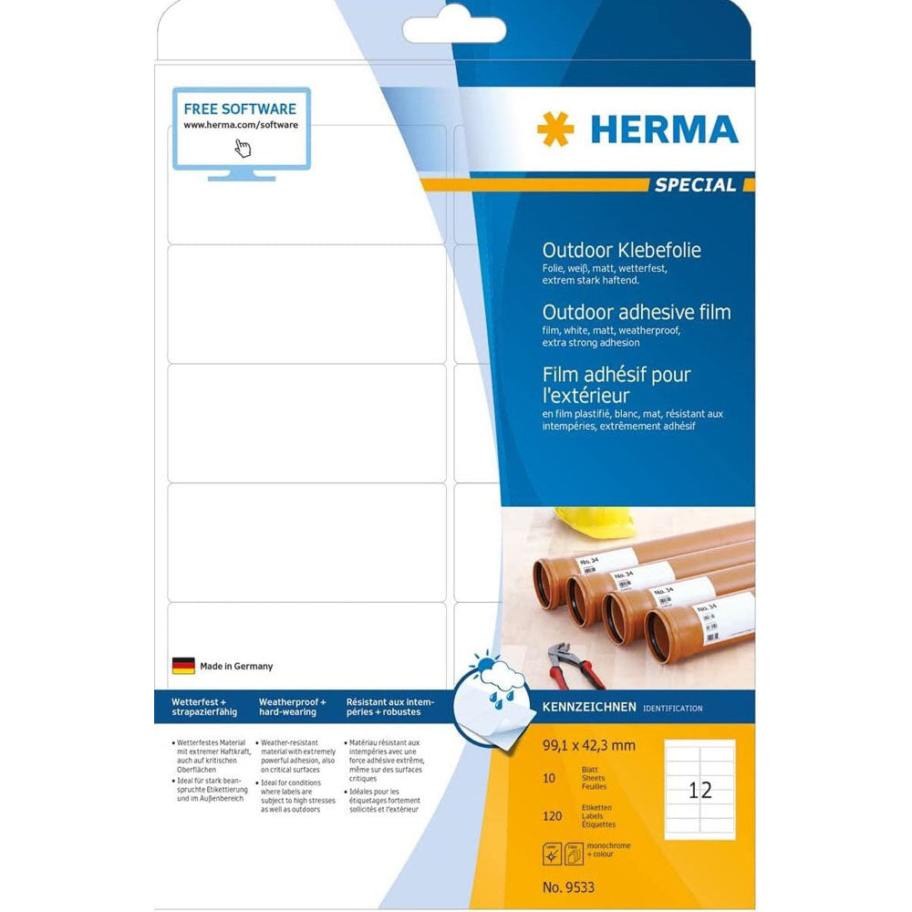 Herma Outdoor Film Labels A4 10pc (White)