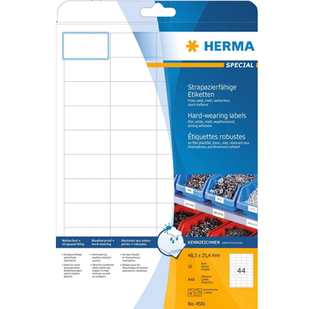 Herma Hard-Wearing Labels A4 10pc (White)