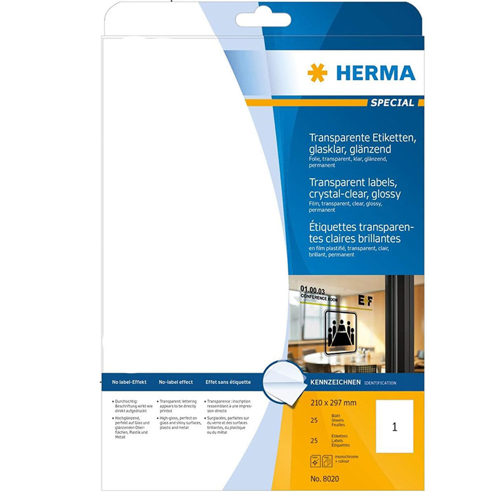 Herma Transparent Crystal-Clear Labels A4 25pc