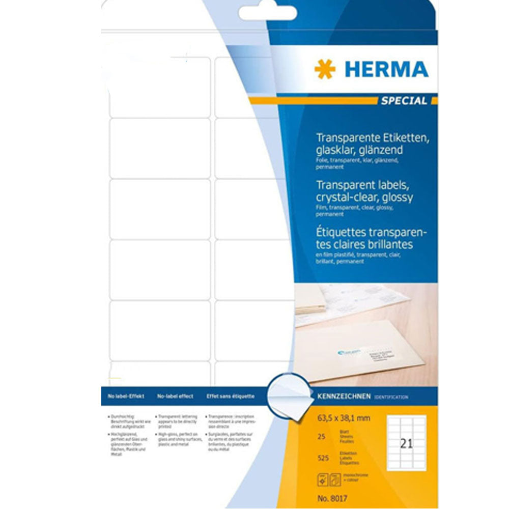 Herma Transparent Crystal-Clear Labels A4 25pc