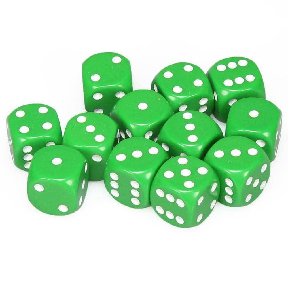 D6 Dice Opaque 16mm (12 Dice)