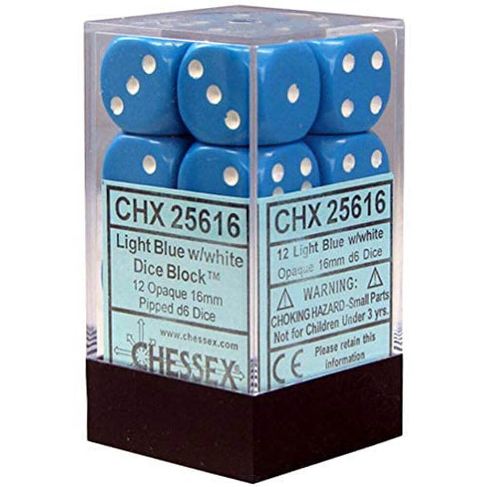 D6 Dice Opaque 16mm (12 Dice)