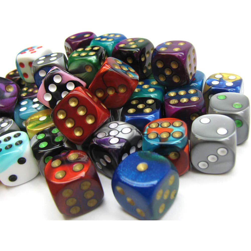 D6 Dice Assorted Loose 12mm (50 Dice)