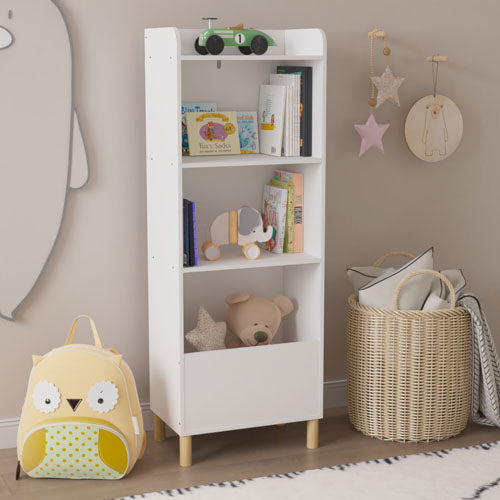 Free Standing 4-Tier Kid's Bookcase & Toy Organizer in White