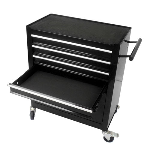 4-Drawer Multifunctional Tool Cart with Wheels (Black)