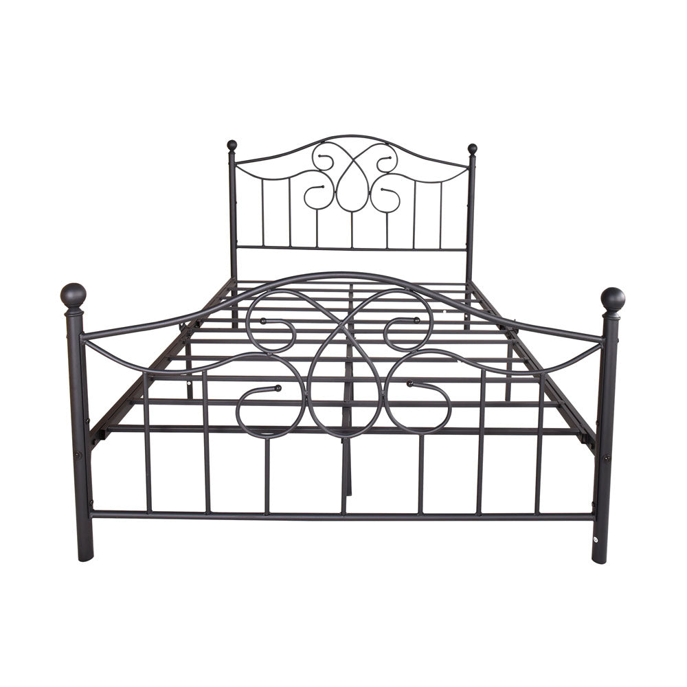 Solid & Sturdy Full-Sized Platform Vintage Bed Frame (Black)