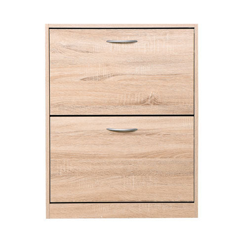 Wooden Shoe Storage & Cabinet with 2 Flip Doors (Natural)