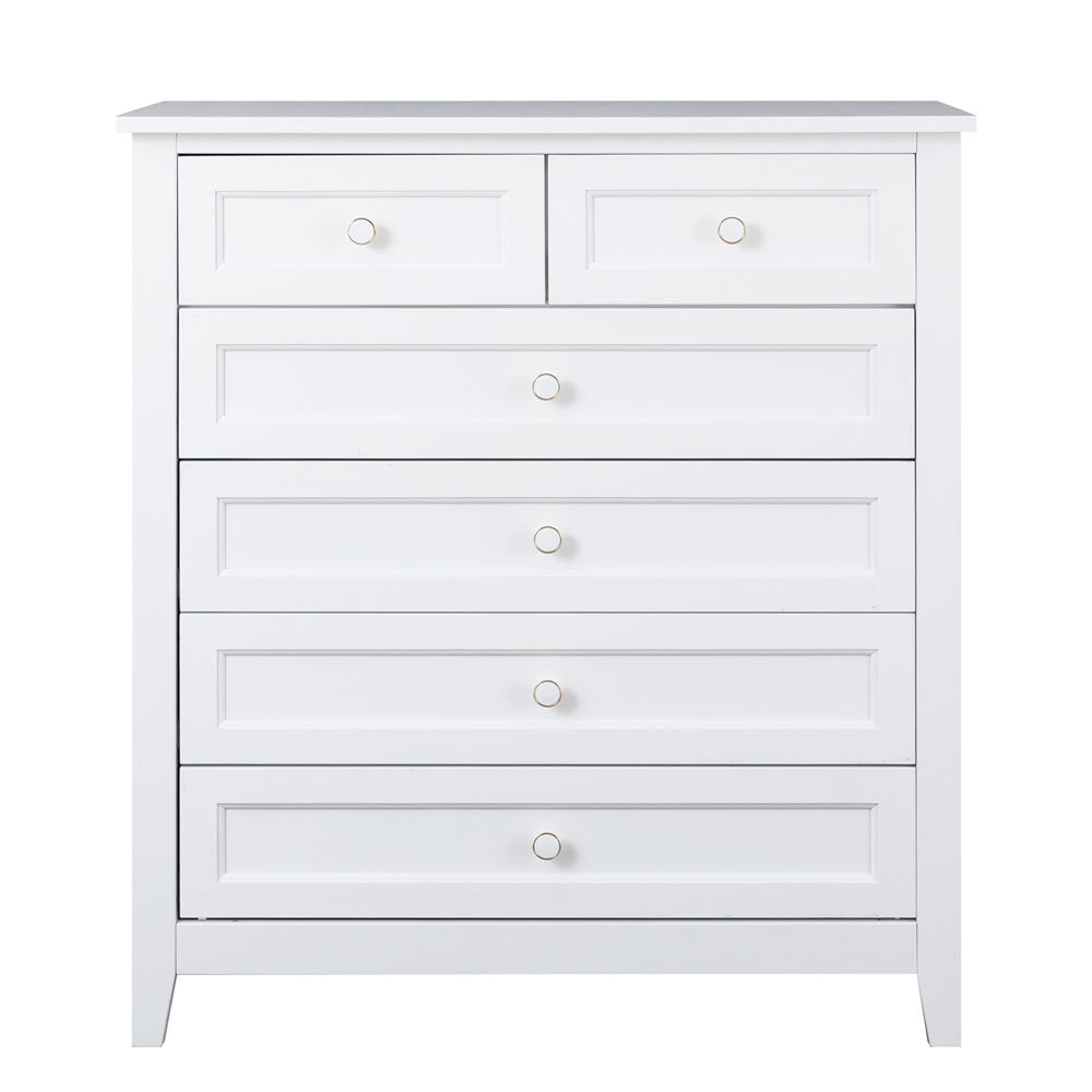 Solid Wood Free Standing Dresser for Bedroom (White)