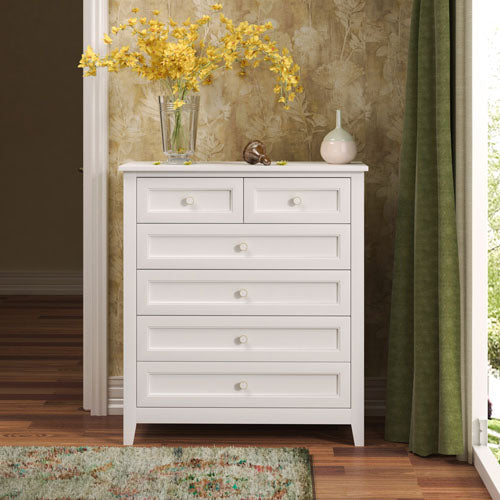 Solid Wood Free Standing Dresser for Bedroom (White)