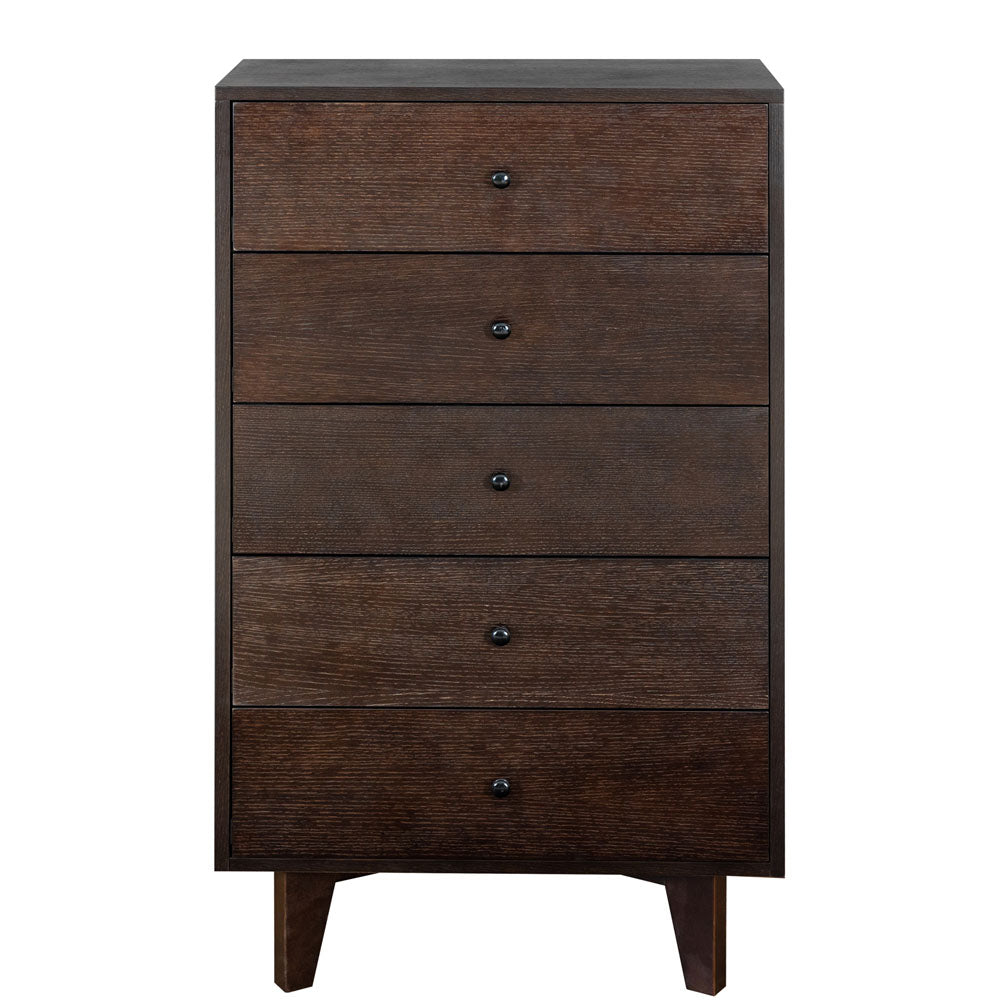 5 Drawers Wood Accent Stylish Tall Dresser (Auburn)