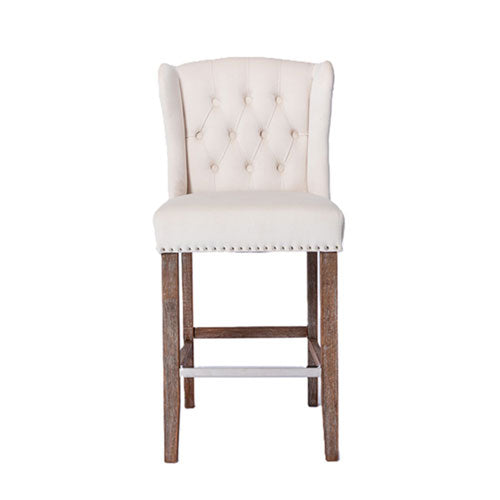 Velvet Barstools w/ Nailhead Trim & Tufted Back 27"