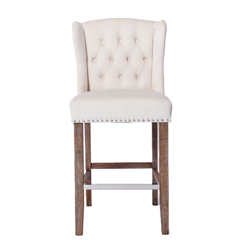 Velvet Barstools w/ Nailhead Trim & Tufted Back 27"