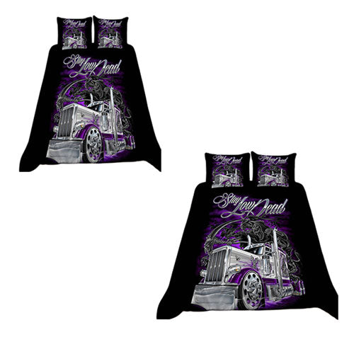 3D Printed Purple Car Bedding Set