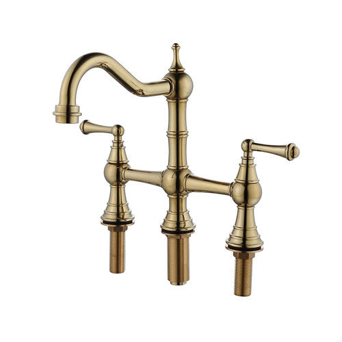 Bridge Dual Handles Faucet w/ Pull-Out Side Spray (Gold)