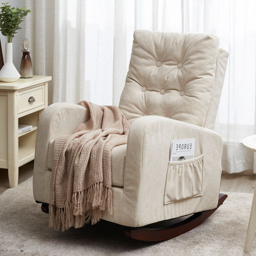 Single Lazy Recliner Sofa with High Back Armchair (Beige)