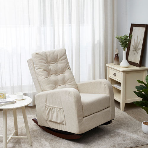 Single Lazy Recliner Sofa with High Back Armchair (Beige)