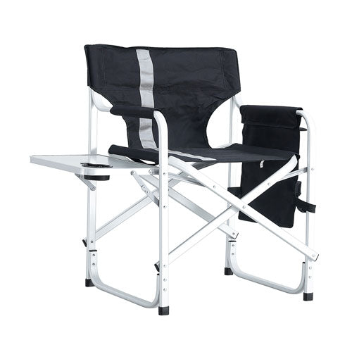 Padded Folding Chair with Side Table & Pockets