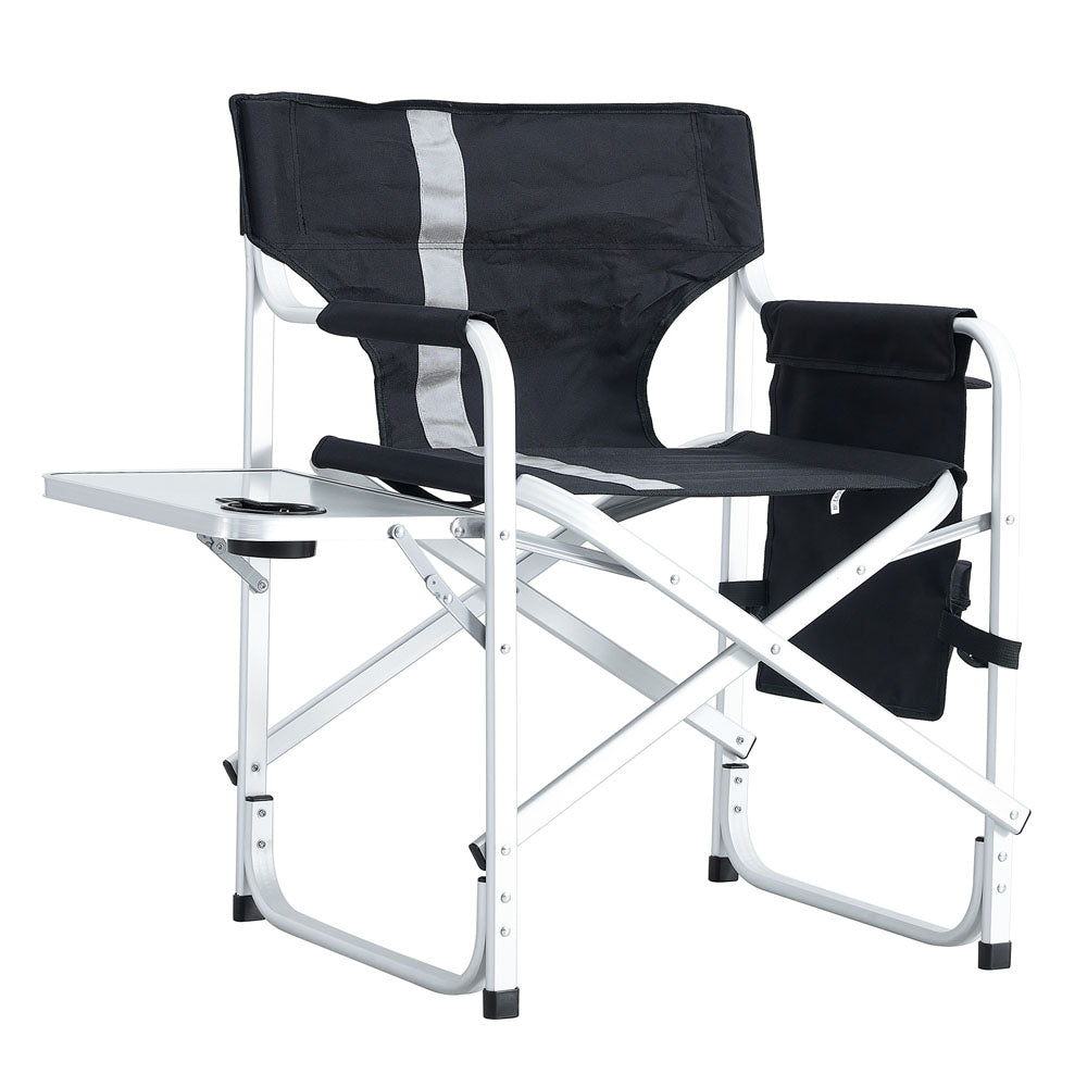 Padded Folding Chair with Side Table & Pockets