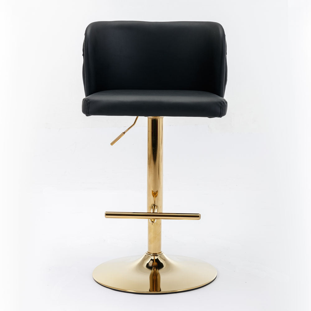 PU Armless Bar Stools with Gold Details (Set of 2)