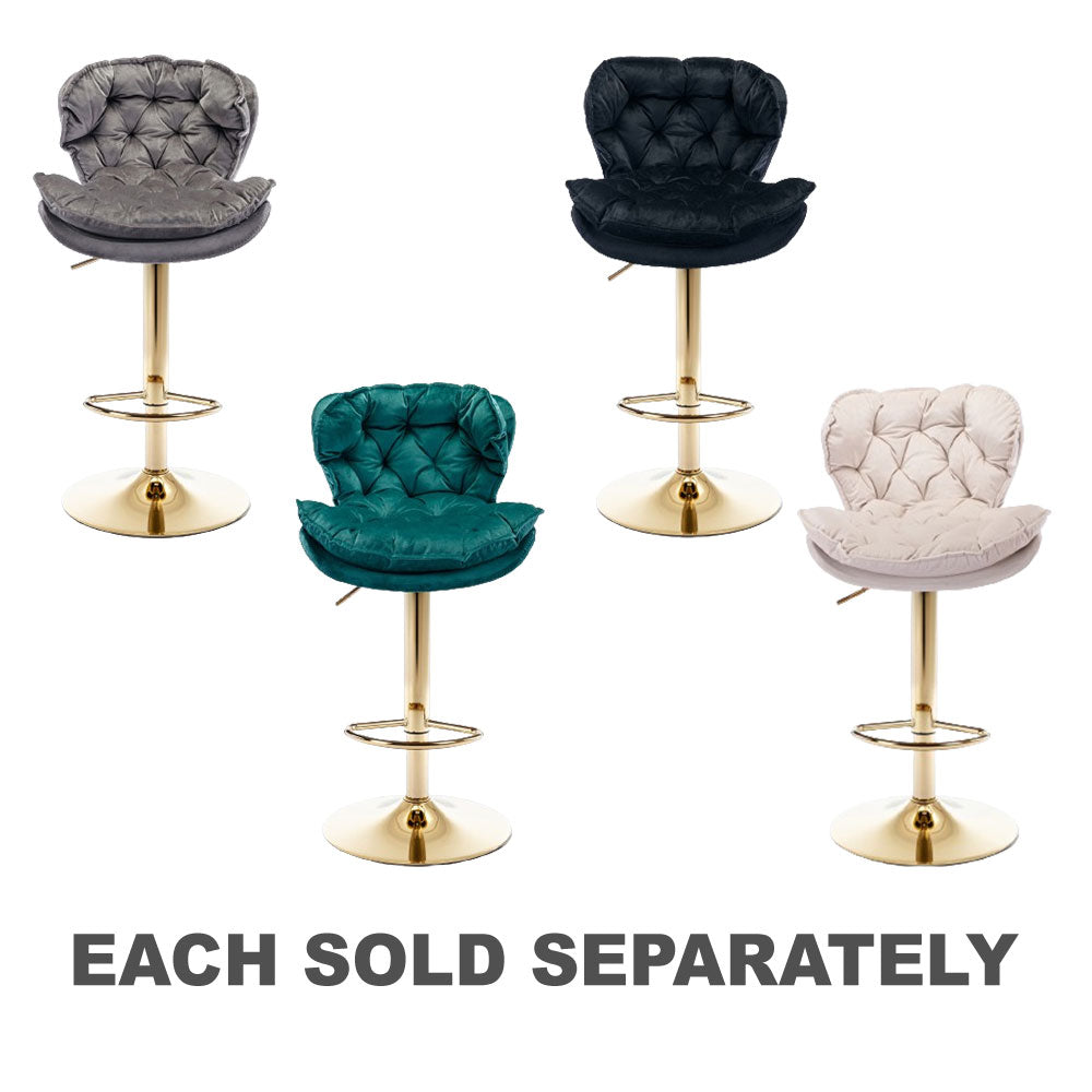 Adjustable Velvet Swivel Bar Stools (Set of 2)