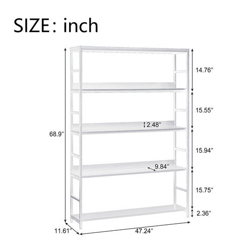 5-Tier Bookcase with Metal Frame