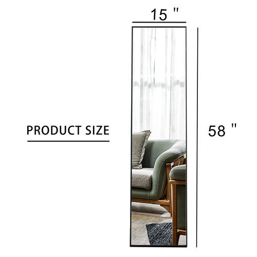 Body Mirror w/ Wooden Frame & Stand Dressing Mirror (Black)