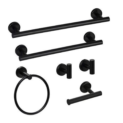 S/Steel Wall Mounted Bathroom Towel Rack Set (Black)