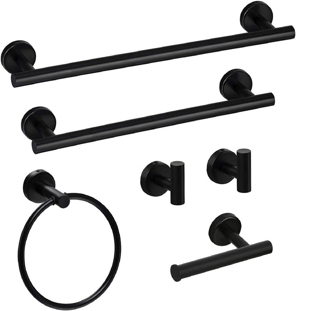 S/Steel Wall Mounted Bathroom Towel Rack Set (Black)