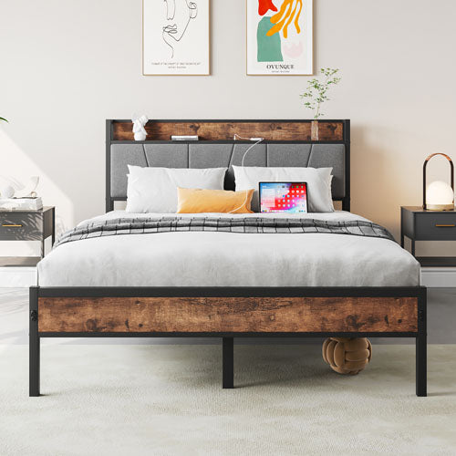 Full-Sized Full Metal Vintage Platform Bed Frame (Black)