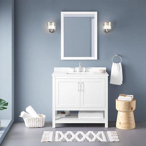 Bathroom Vanity with Sink & Multi-functional Cabinet (White)