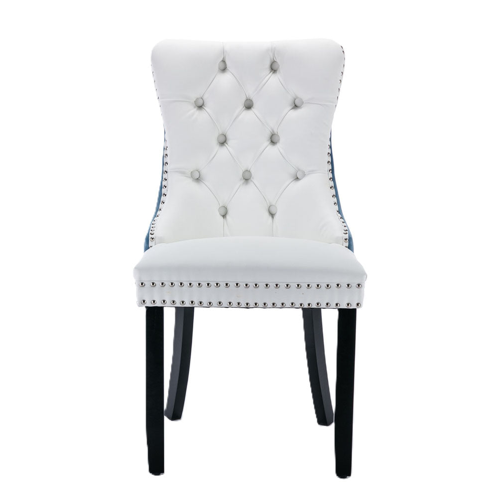 Tufted Modern Leather Chair w/ Wooden Legs 2pcs