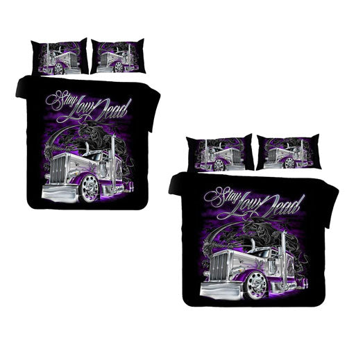 3D Printed Purple Car Design Bedding Set