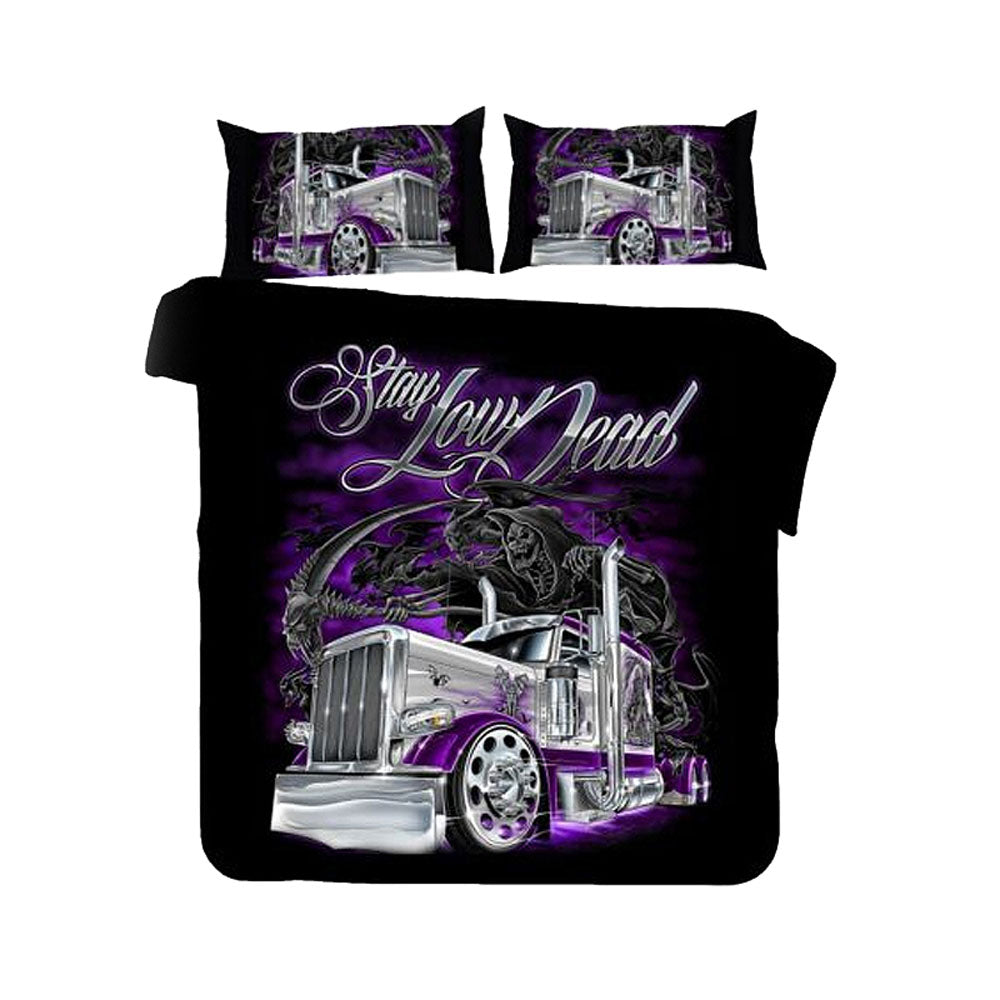 3D Printed Purple Car Design Bedding Set