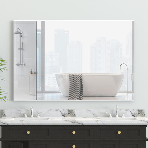 Modern Oversized Rectangle Mirror with White Frame (48x32")