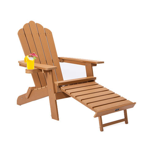 Folding Adirondack Chair with Ottoman & Cup Holder