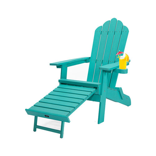 Folding Adirondack Chair with Ottoman & Cup Holder