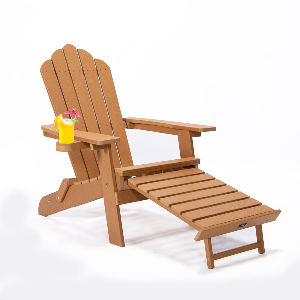 Folding Adirondack Chair with Ottoman & Cup Holder