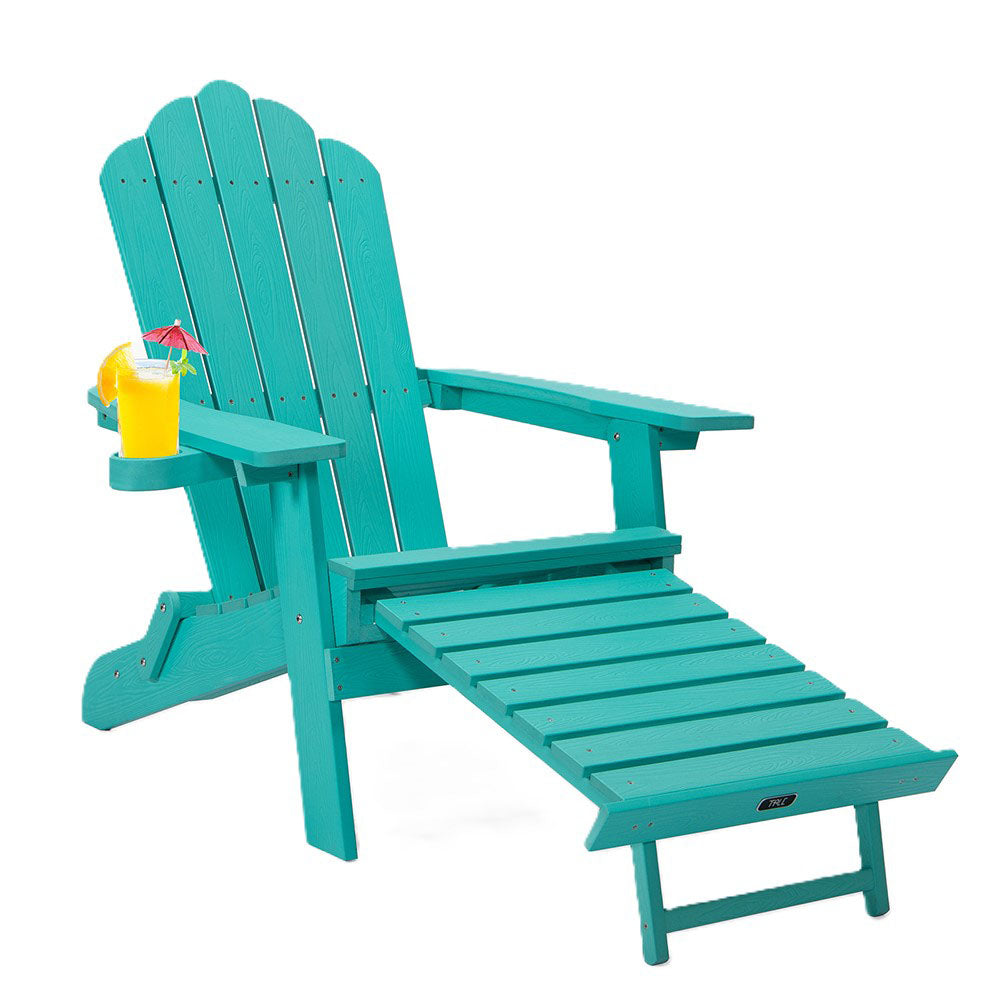 Folding Adirondack Chair with Ottoman & Cup Holder