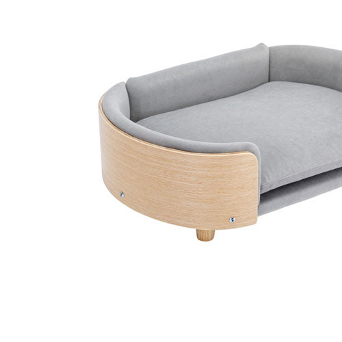 Scandinavian Elevated Dog Bed w/ Wood Legs & Velvet Cushion