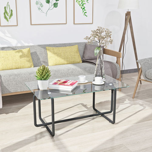 Modern Glass Rectangular Console Center Table (Transparent)