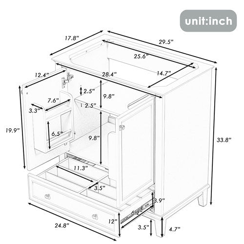 Bathroom Vanity Base with Multi-functional Cabinet (Grey)