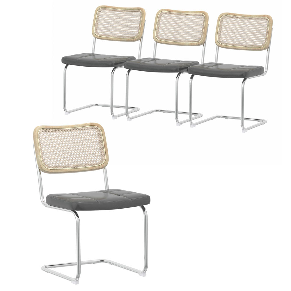 PU Leather Dining Chair w/ Sponge Rattan (Set of 4)