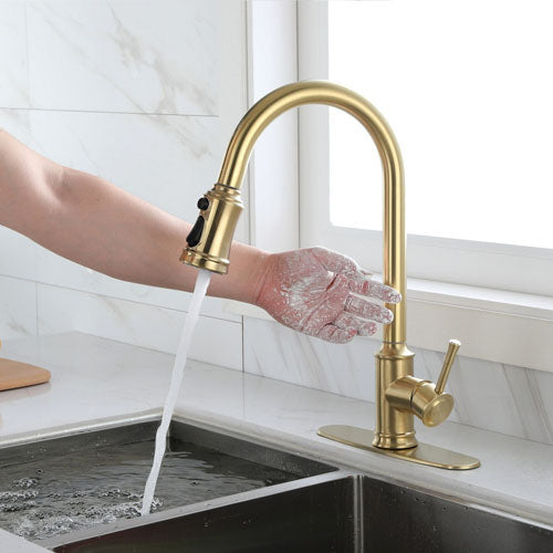 Stainless Steel High Arc Pull Out Kitchen Faucet