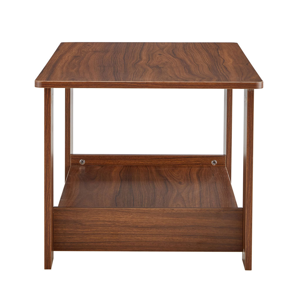 Minimalist Double Layered Rectangular Wooden Table (Walnut)